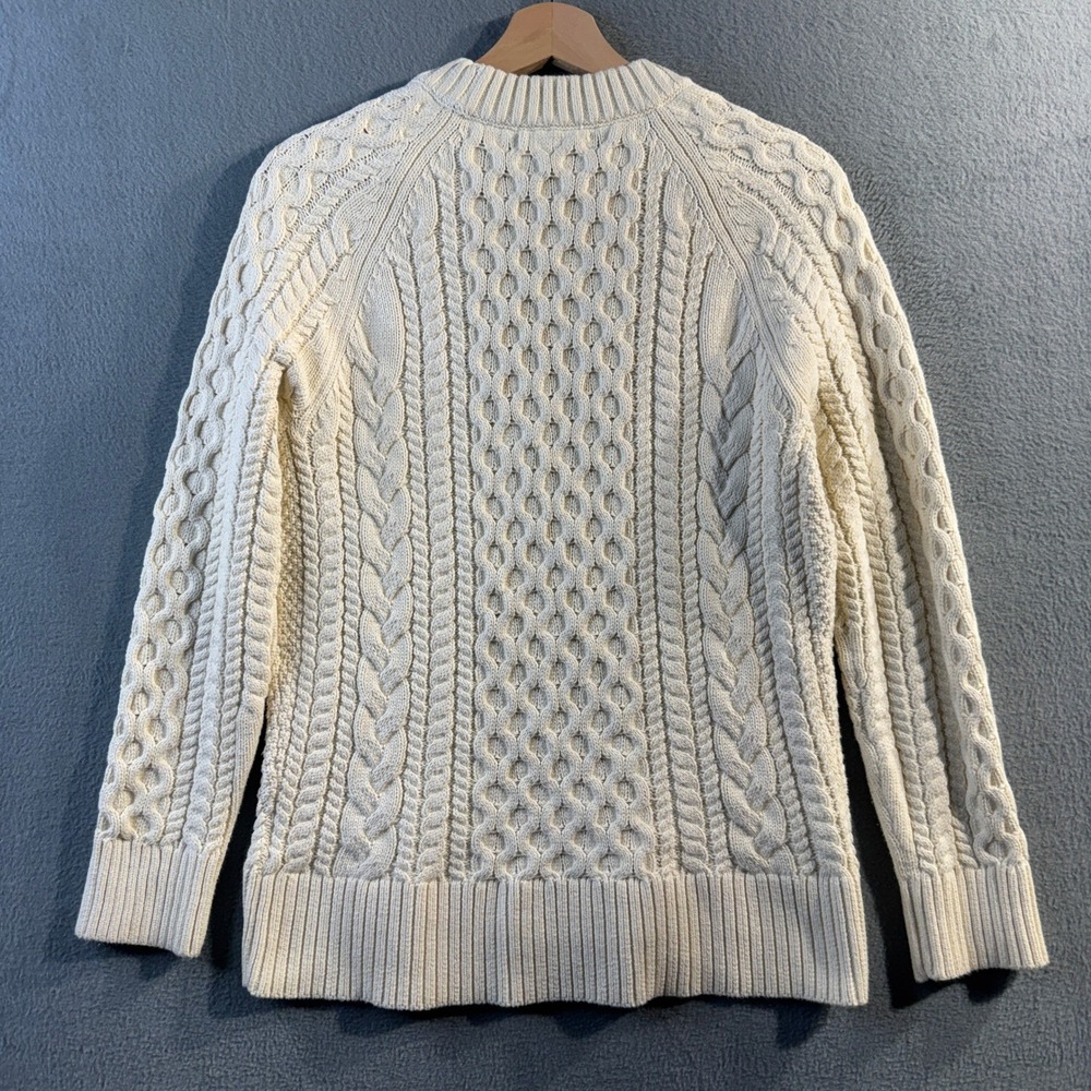 J.Crew Womens Ivory Cotton Cable Knit Crewneck Sweater BV360 XS - Picture 3 of 10